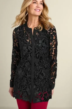 Best Soft Surroundings Candace Velvet Lace Tunic Black