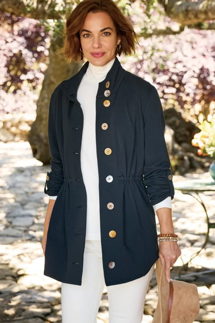 Discount Soft Surroundings Caprice French Terry Jacket Black
