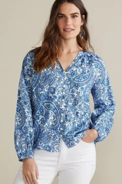 Discount Soft Surroundings Celia Top SpringPaisleyChambray