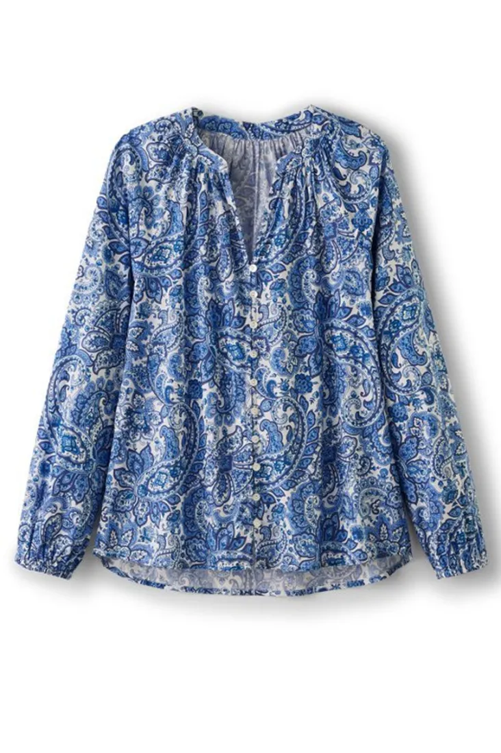 Discount Soft Surroundings Celia Top SpringPaisleyChambray