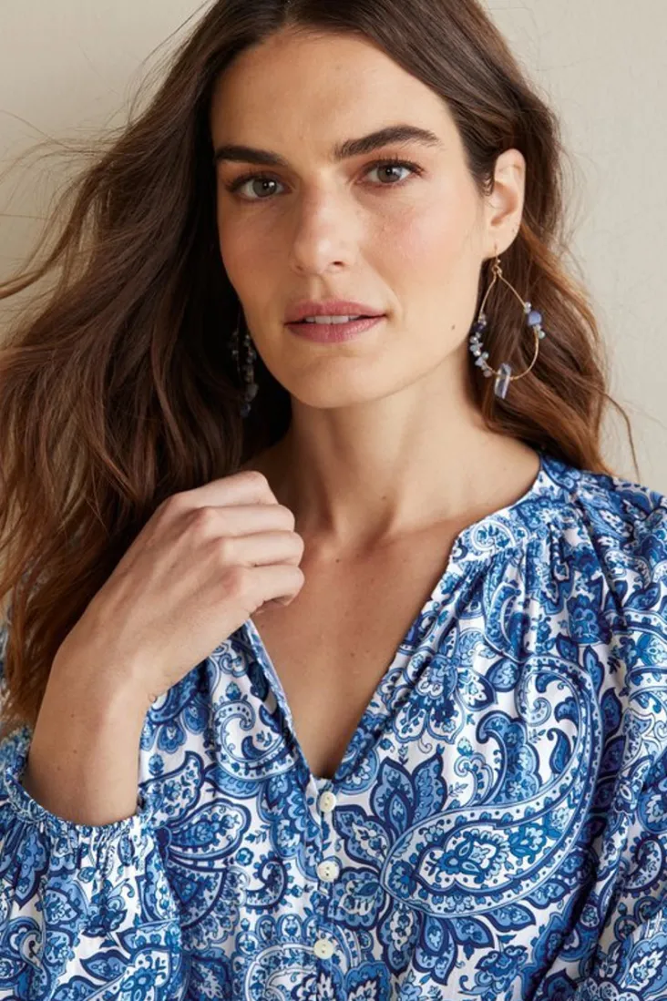 Discount Soft Surroundings Celia Top SpringPaisleyChambray