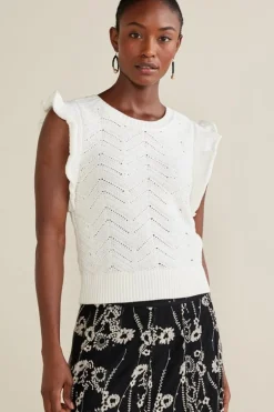 New Soft Surroundings Celina Flutter Sleeve Sweater IvoryPearl