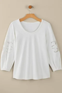 Discount Soft Surroundings Charmaine Embroidered French Terry Top BuffYellow