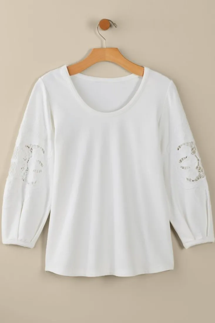Discount Soft Surroundings Charmaine Embroidered French Terry Top BuffYellow
