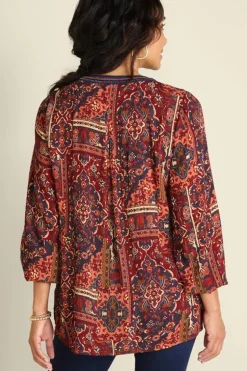 Online Soft Surroundings Cindra Embroidered Gauze Tunic RivieraPatchworkBurgund