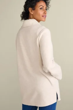Outlet Soft Surroundings Cozy Boyfriend Shirt SoftTaupeHeather