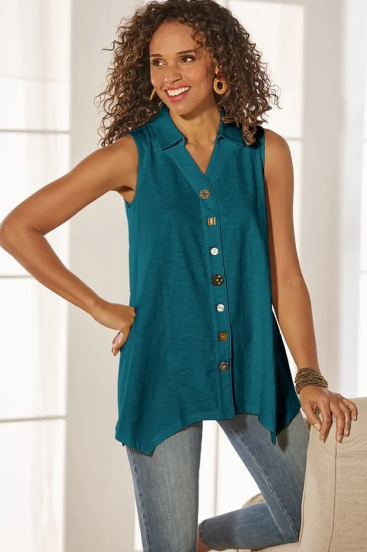 Soft Surroundings Danielle Button Tank