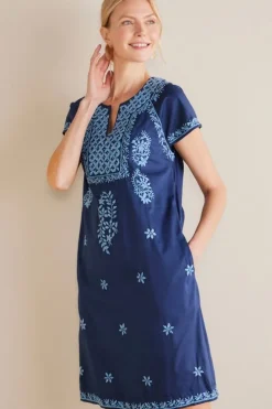 Soft Surroundings Davina Short Dress Navy