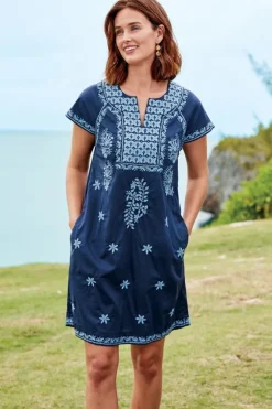 Soft Surroundings Davina Short Dress Navy