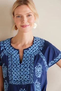 Soft Surroundings Davina Short Dress Navy