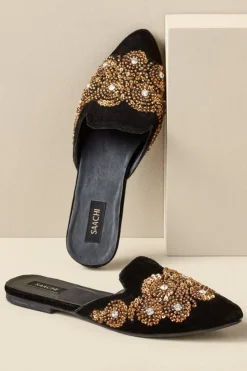 Best Soft Surroundings Delilah Embellished Slide Black/Gold