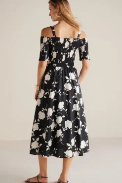 New Soft Surroundings Divani Dress BlackWhiteFloral