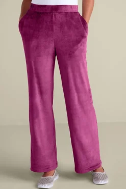 Sale Soft Surroundings Dixie Velour Wide Leg Pants Boysenberry