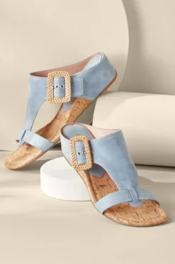 Sale Soft Surroundings Donald Pliner Ofelia Wedge Slide PaleGold