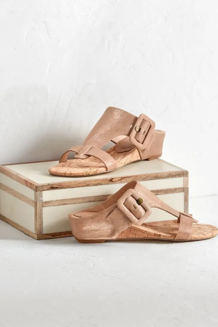 Sale Soft Surroundings Donald Pliner Ofelia Wedge Slide PaleGold