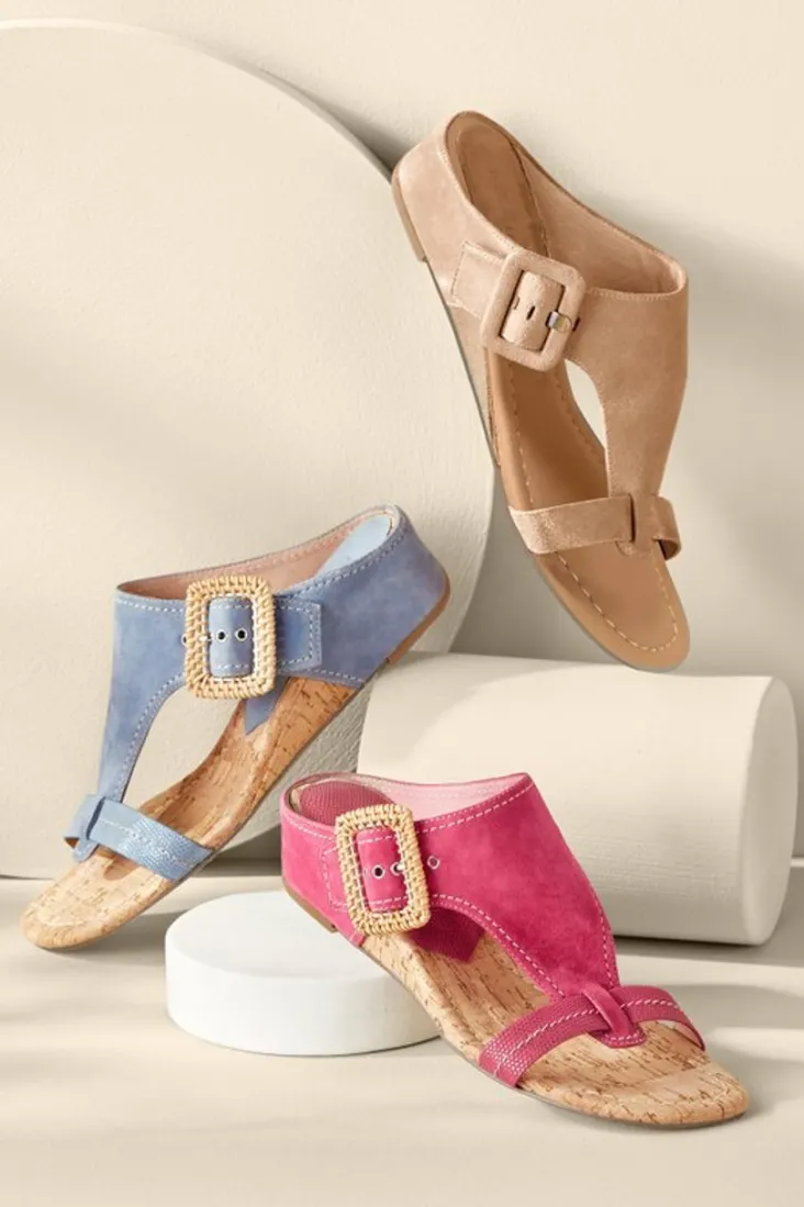 Sale Soft Surroundings Donald Pliner Ofelia Wedge Slide PaleGold