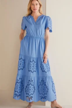 Discount Soft Surroundings Dorothy Maxi Dress BlueBonnet
