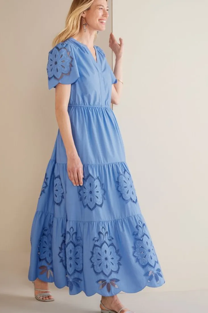 Discount Soft Surroundings Dorothy Maxi Dress BlueBonnet
