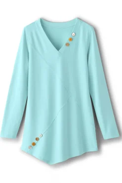 Outlet Soft Surroundings Dove French Terry Asymmetrical Tunic PastelTurquoise