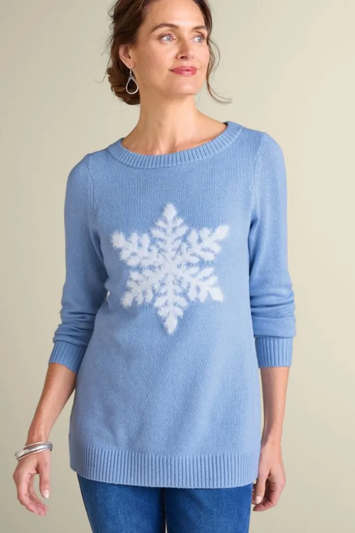 Clearance Soft Surroundings Draya Eyelash Sweater Snowflake