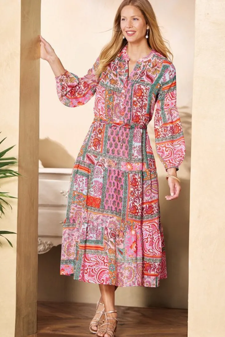 Clearance Soft Surroundings Drea Midi Dress MultiPatchwork