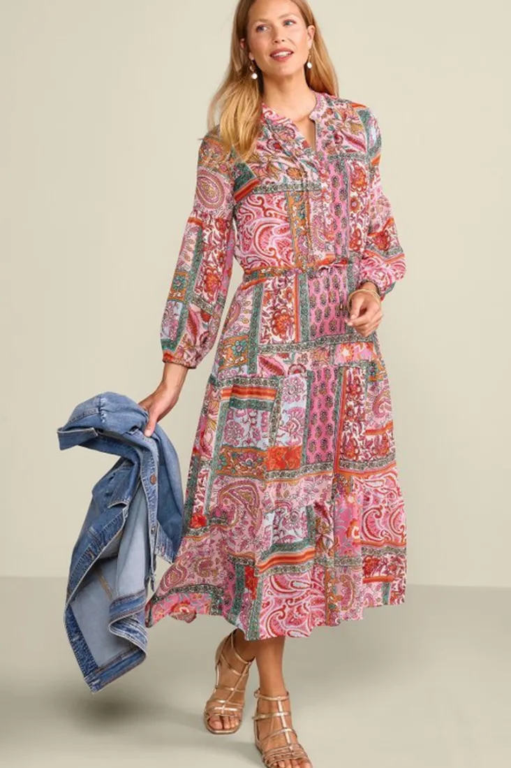 Clearance Soft Surroundings Drea Midi Dress MultiPatchwork