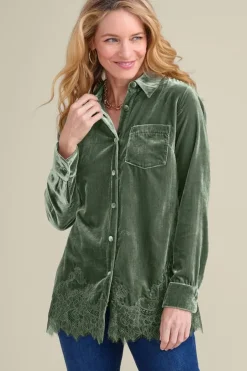 Soft Surroundings Eden Velvet and Lace Shirt