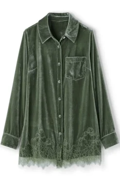 Soft Surroundings Eden Velvet and Lace Shirt