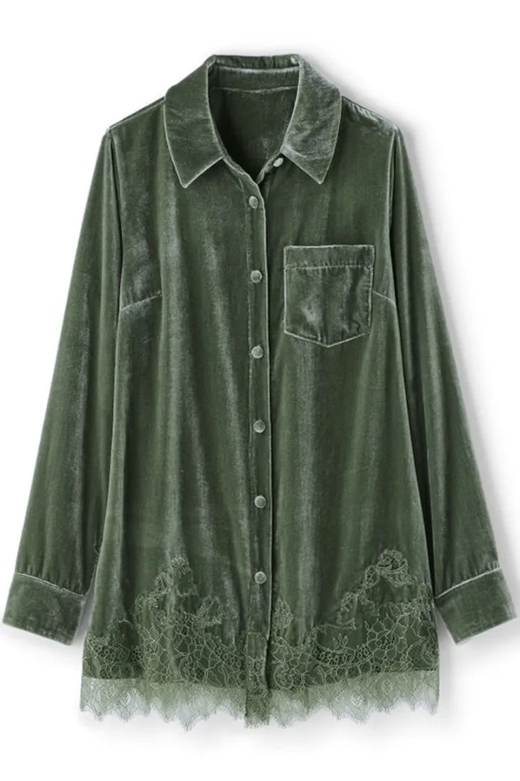 Soft Surroundings Eden Velvet and Lace Shirt