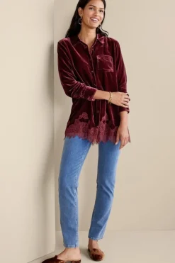 Soft Surroundings Eden Velvet and Lace Shirt
