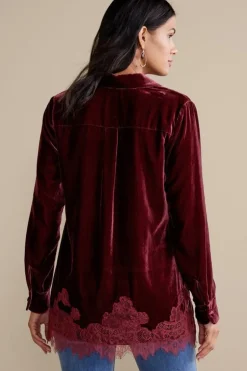 Soft Surroundings Eden Velvet and Lace Shirt