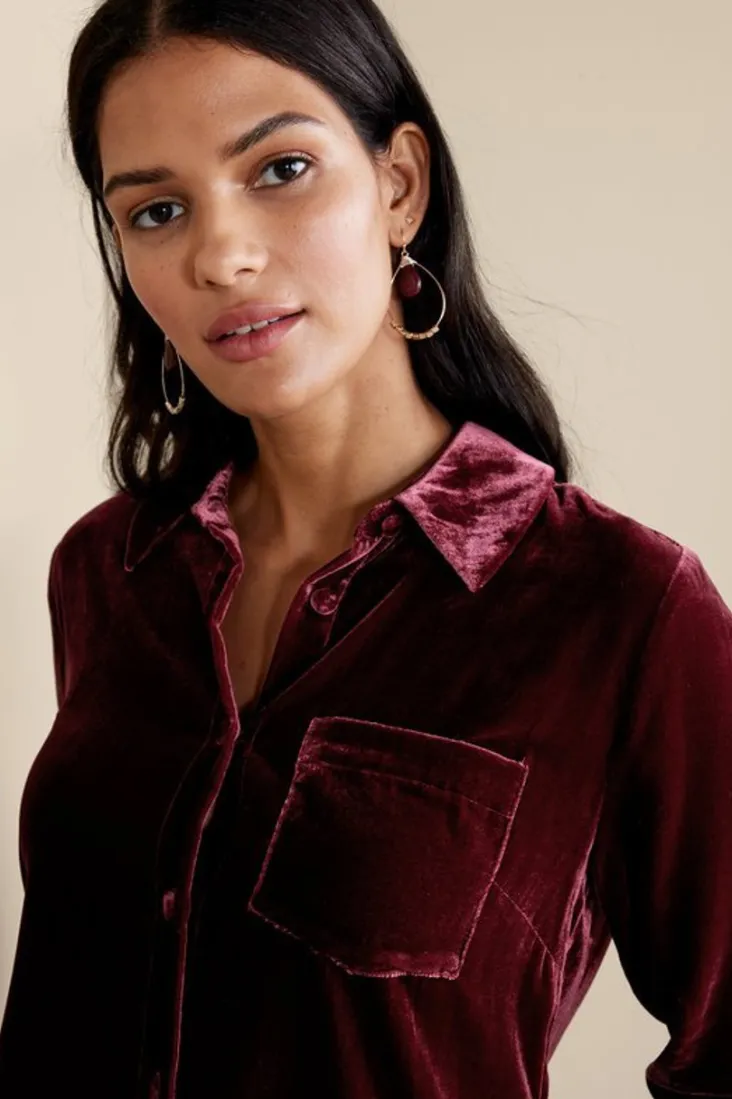 Soft Surroundings Eden Velvet and Lace Shirt