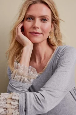 Best Soft Surroundings Ella Lace Top MediumGreyHeather