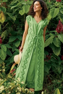 Sale Soft Surroundings Ellison Linen Blend Maxi Dress PiquantGreen