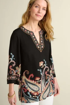 Soft Surroundings Elma 3/4 Sleeve Tunic CascadingBrder