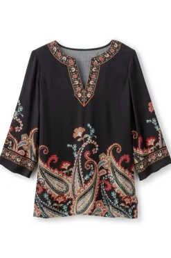 Soft Surroundings Elma 3/4 Sleeve Tunic CascadingBrder