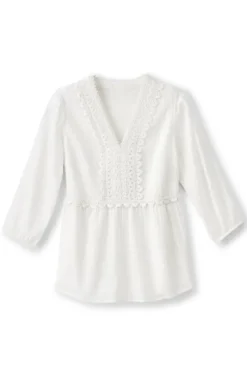 Best Soft Surroundings Elodie Windowpane Gauze Top Navy