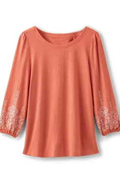 Best Soft Surroundings Embroidered Parisian Poet Top ApricotBrandy