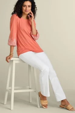 Best Soft Surroundings Embroidered Parisian Poet Top ApricotBrandy