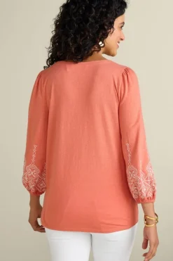 Best Soft Surroundings Embroidered Parisian Poet Top ApricotBrandy
