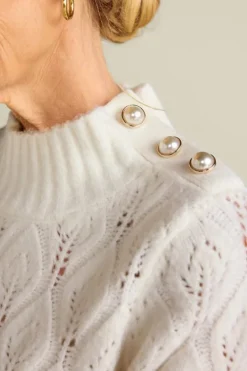 Sale Soft Surroundings Ensley Button Sweater Tunic IvoryPearl