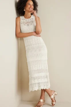 Best Soft Surroundings Erica Crochet Midi Dress AntiqueWhite
