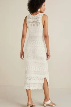 Best Soft Surroundings Erica Crochet Midi Dress AntiqueWhite