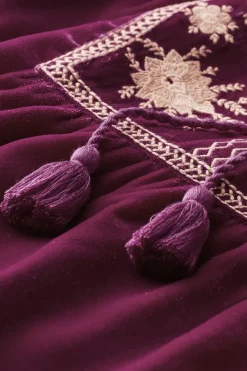 New Soft Surroundings Evelyne Embroidered Velvet Tunic MagentaPurple