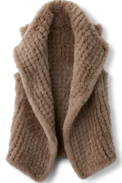 New Soft Surroundings Faux Fur Draped Vest Taupe