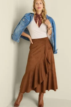 Soft Surroundings Faux Suede Skirt Saddle