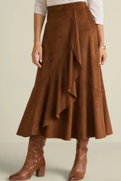Soft Surroundings Faux Suede Skirt Saddle