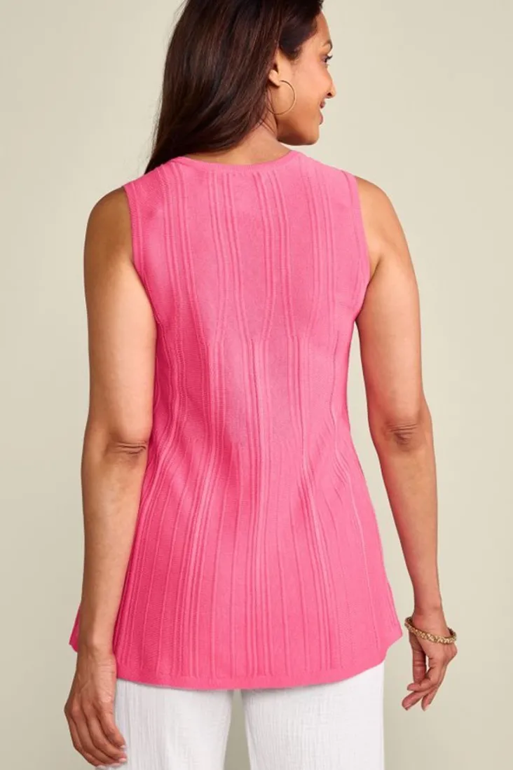 Discount Soft Surroundings Felicity Peplum Sweater Tank AzaleaPink