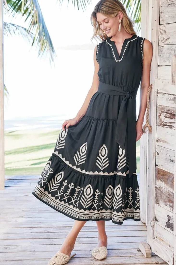 Clearance Soft Surroundings Fernanda Midi Dress Black