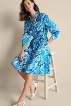 Hot Soft Surroundings Feyre Short Dress IslandSunPaisleyBlue